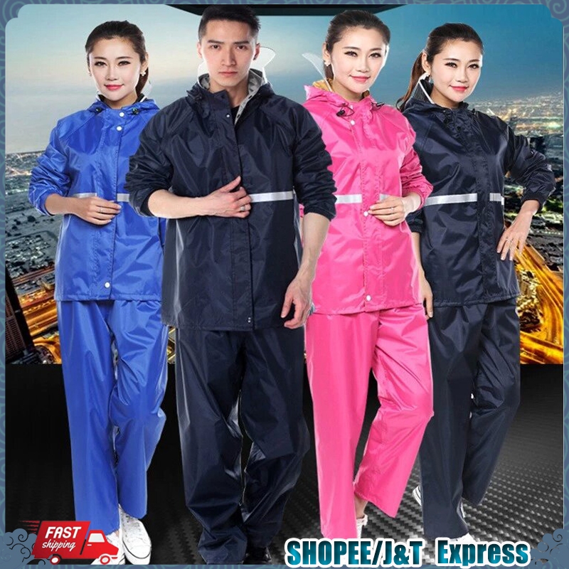 พร้อมส่ง เสื้อกันฝน เสื้อกันฝนสำหรับผู้ใหญ่ มีแถบสะท้อนแสง เหนียวทนทานไม่ขาดง่าย คุณภาพดี กันน้ำ แบบหนา สไตล์เกาหล