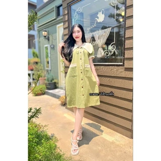 เดรสคอปกสไตส์มินิมอลสีพาสเทล สดใสน่ารัก แม่ๆใส่คลุมท้องได้น๊า