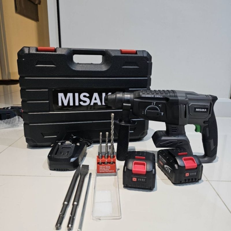สว่านโรตารี่ไร้สาย 3 ระบบ misaka21Vมอเตอร์บัสเลสแท้/แถมแบต2ก้อน/รุ่นงานหนัก