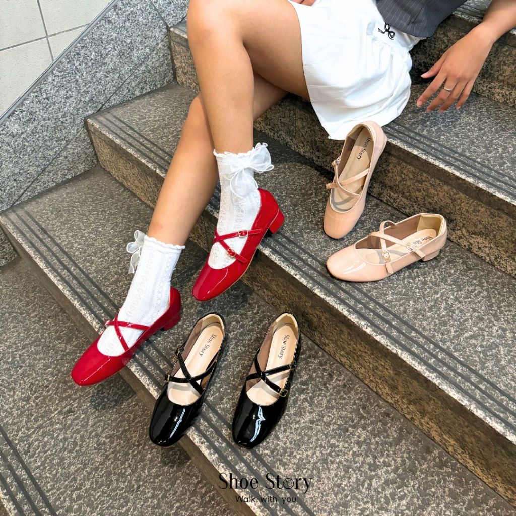 Shoe Story : รุ่น Mary Jane X รองเท้าผู้หญิง คัชชู ทรงแมรี่เจน พร้อมสายคาดไขว้