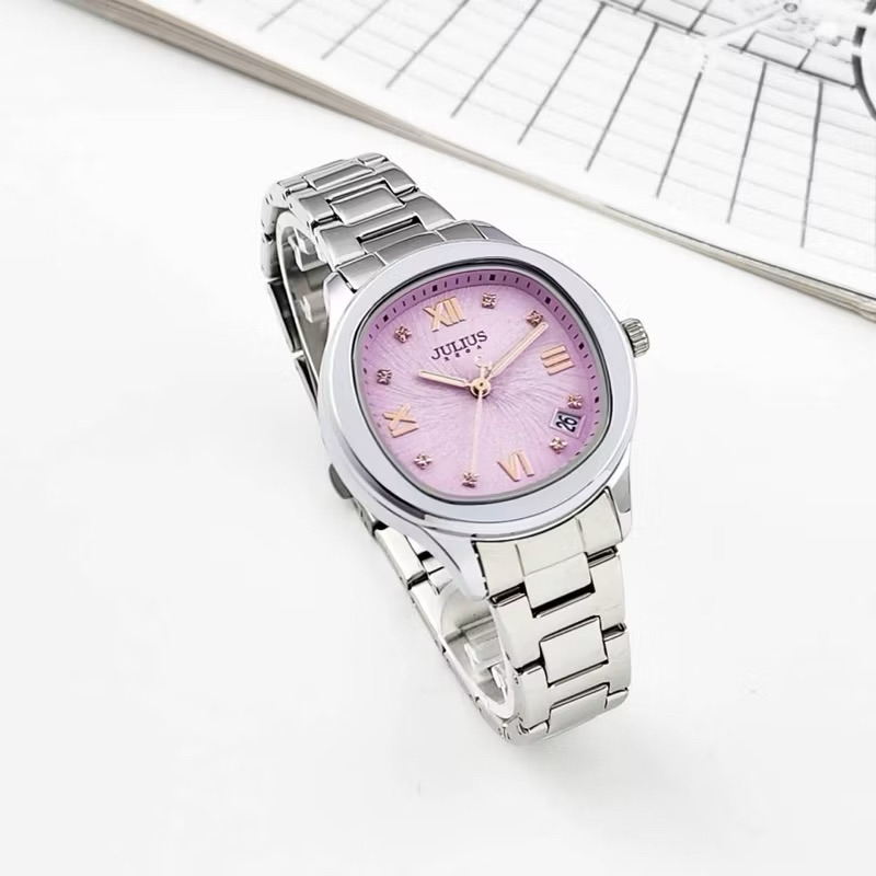 นาฬิกาผู้หญิง Julius  รุ่น JA-1463 สไตส์เกาหลี ตัวเลขโรมัน ประดับเพชร สายสแตนเลท สวย ใส่ง่าย อุปกรณ์ครบ✅