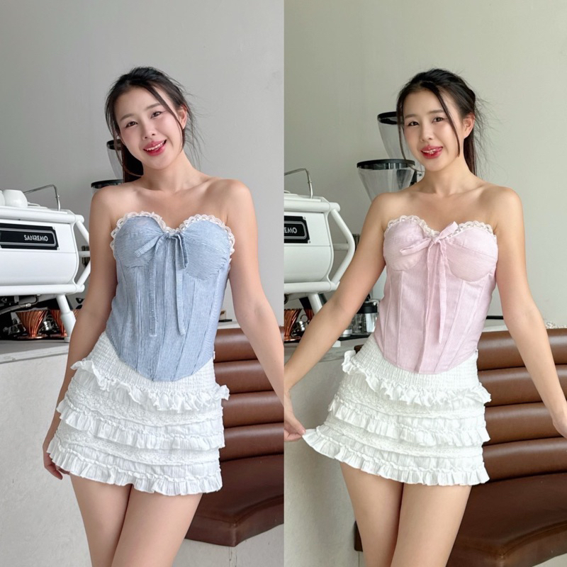 Every day เสื้อเกาะอกผ้แต่งระบาย