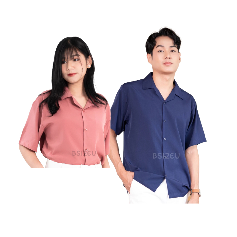 เสื้อเชิ้ตฮาวาย แขนสั้น Unisex ไม่ต้องรีด ผ้าเบาสบาย แบรนด์ BSizeU M-XXL