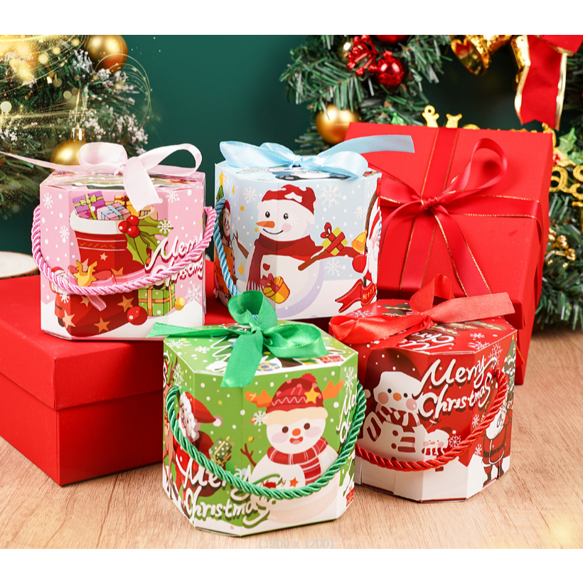 GIDA พร้อมขายจ้า กล่องของขวัญ กล่องขนมคริสต์มาส กล่องขนมซานต้คลอส Merry Christmas 2024