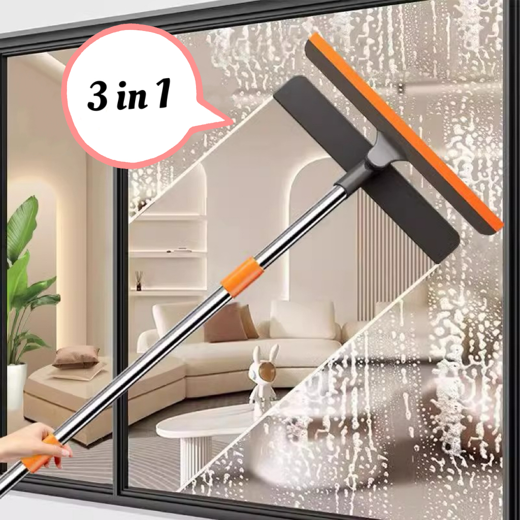 3 in 1 แปรงทำความสะอาด ที่รีดน้ำ ที่กวาดน้ำ ปรับได้ ยืดยาวสุด100cm ที่เช็ดกระจก 2 ด้าน Onesuper