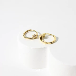 earika.earrings - gemmes pin hoop ต่างหูห่วงรูปเข็มหมุดก้านเงินแท้ชุบทองคำขาว/ทอง เหมาะสำหรับคนแพ้ง่าย