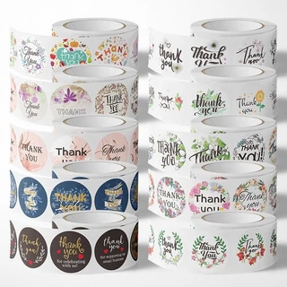 M018 สติกเกอร์ขอบคุณ Thank You Sticker 500 ดวง/ม้วน ขนาด 2.5 ซม. พร้อมส่งจากไทย