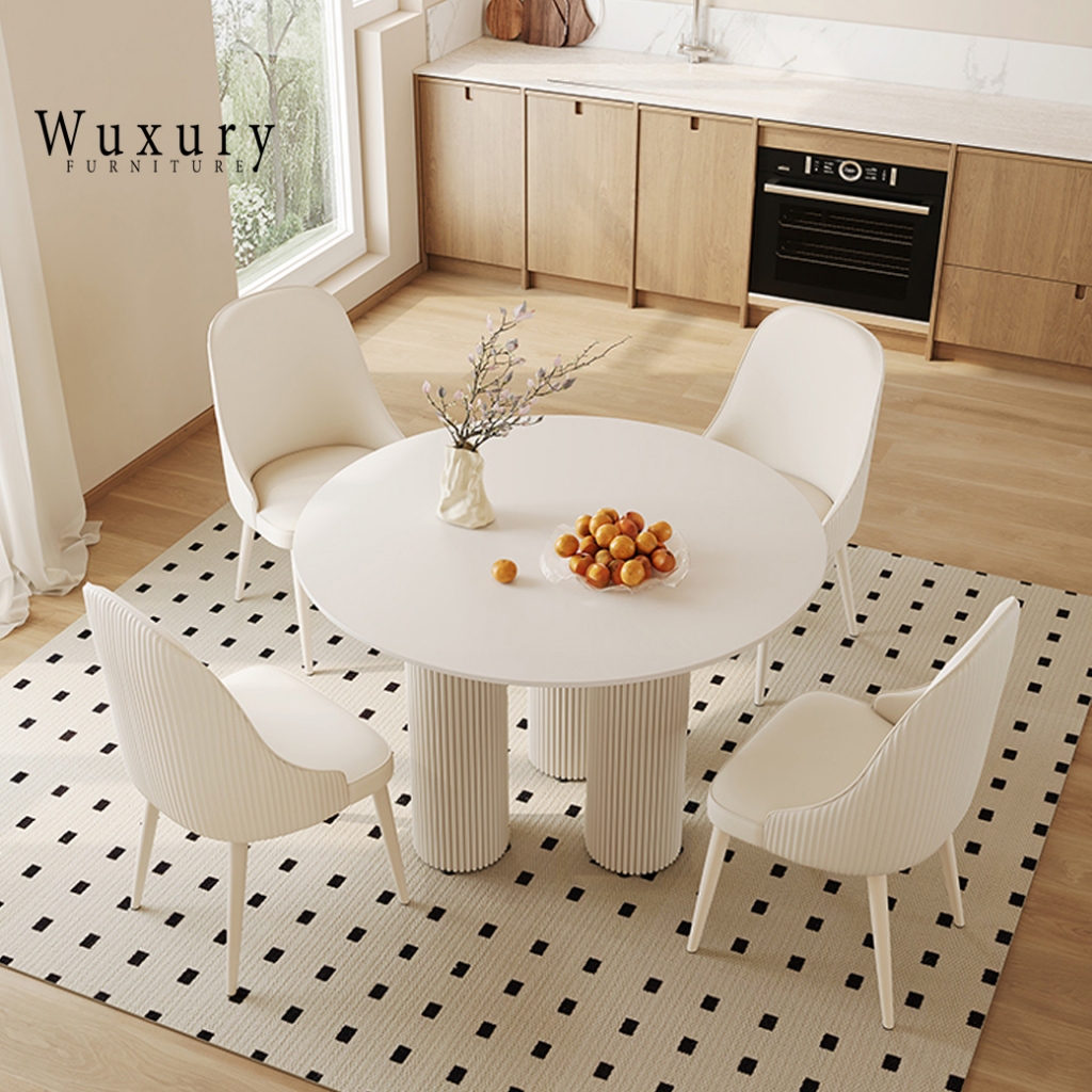Wuxury.furniture โต๊ะกินข้าว Minimal Topหิน โครงเหล็กแข็งแรง ส่งฟรี
