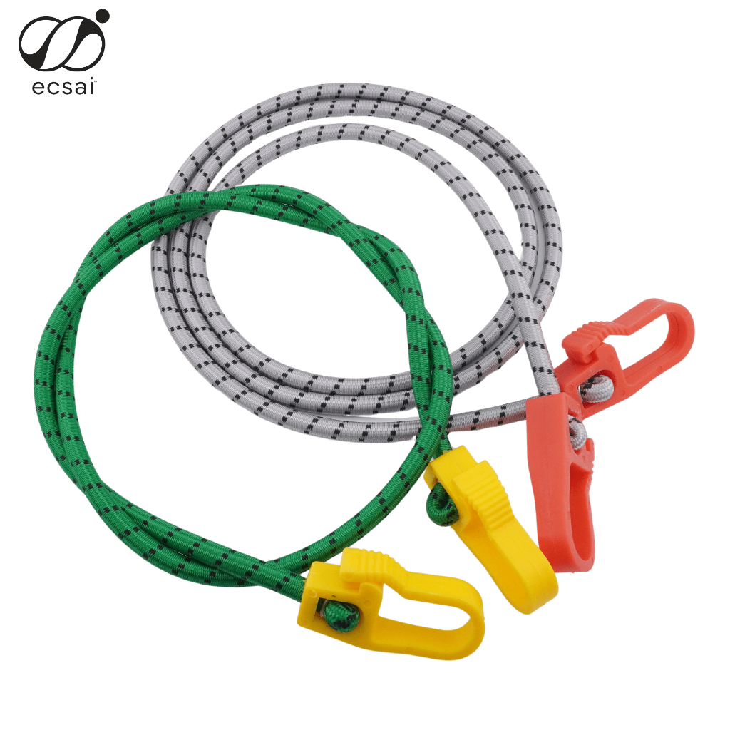 ecsai สายรัดยางยืดPP พร้อมตะขอพลาสติก ขนาด 8 มม.  (แพ็ค 2 เส้น) เชือกยางยืดรัดของท้ายมอเตอร์ไซค์