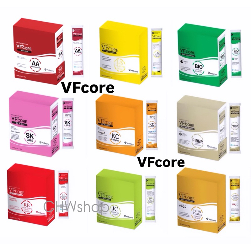VFcore & S-Mellow Daily (ยกกล่อง) ของใหม่ *หมดอายุยาว* ทุกสี วิตามินอาหารเสริมรูปแบบแมวเลีย-สุนัขเลีย