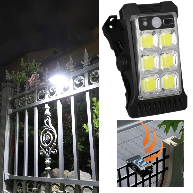 NEW SOLAR LIGHT Clip แบบใหม่ ไฟโซลาเซลล์ คลิปหนีบ ติดตั้งง่าย SMD6ดวง แสงไฟสีขาว ระบบเซ็นเซอร์