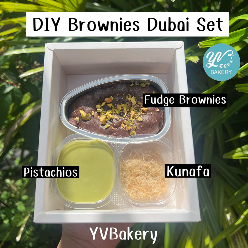 DIY Set ดูไบบราวนี่ พิสตาชิโอ คูนาฟ่าจากตุรกี เนยเเท้ช็อกโกเเลตเเท้
