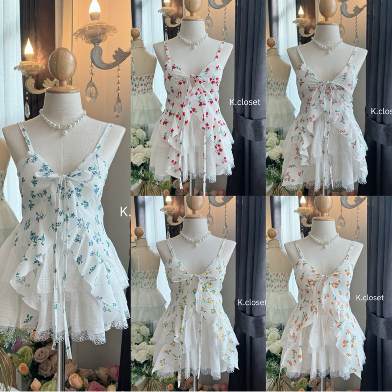 เสื้อสายเดี่ยวผูกหน้ารุ่นนี้มีฟองน้ำ detail น่ารักมาก ￼