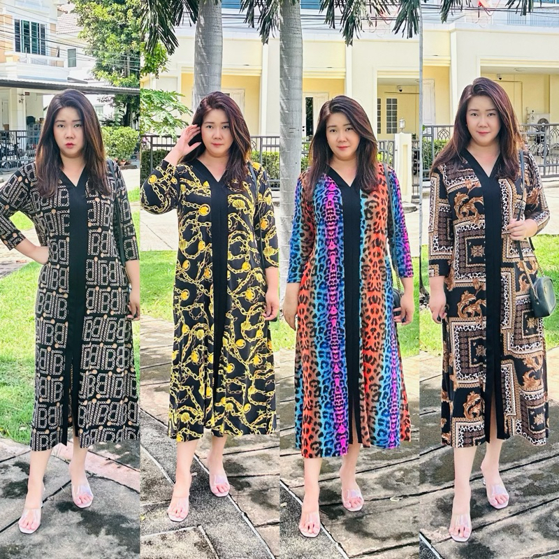 เดรสสาวอวบ เดรสคนอ้วน อก 38-50 ผ้าไอทีวาย ผ่าหน้า dress plussize