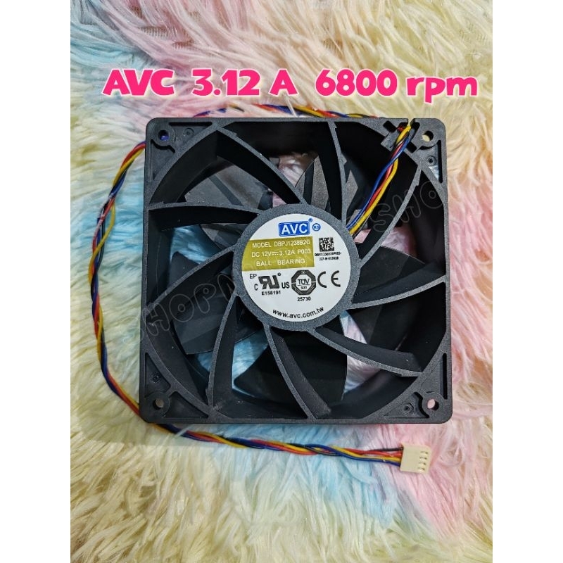พร้อมส่ง FAN AVC 12ซม. (AVC:DBPJ1238B2G) 3.12A  4 พิน 6800 rpm  Asic S19j Pro,L7,T2T ฯลฯ