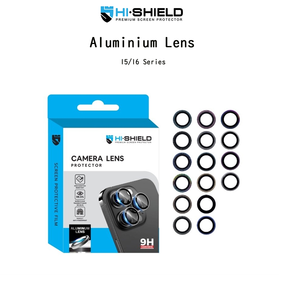 HISHIELD Aluminium Lens อลูมิเนียมติดเลนส์กล้องเกรดพรีเมี่ยม ฟิล์มสำหรับ iPhone15/iPhone16 Series