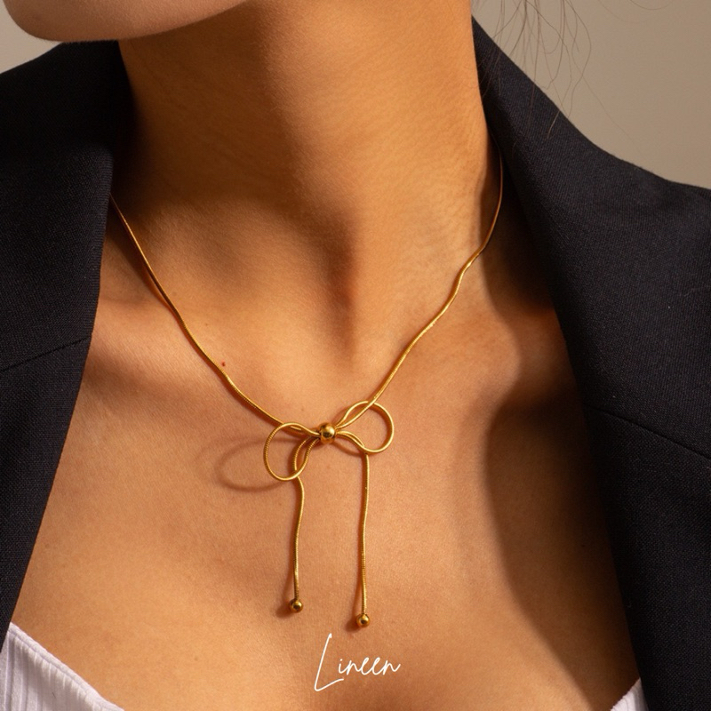 Ribbon Necklace 🎀 สร้อยคอริบบิ้นสีทอง