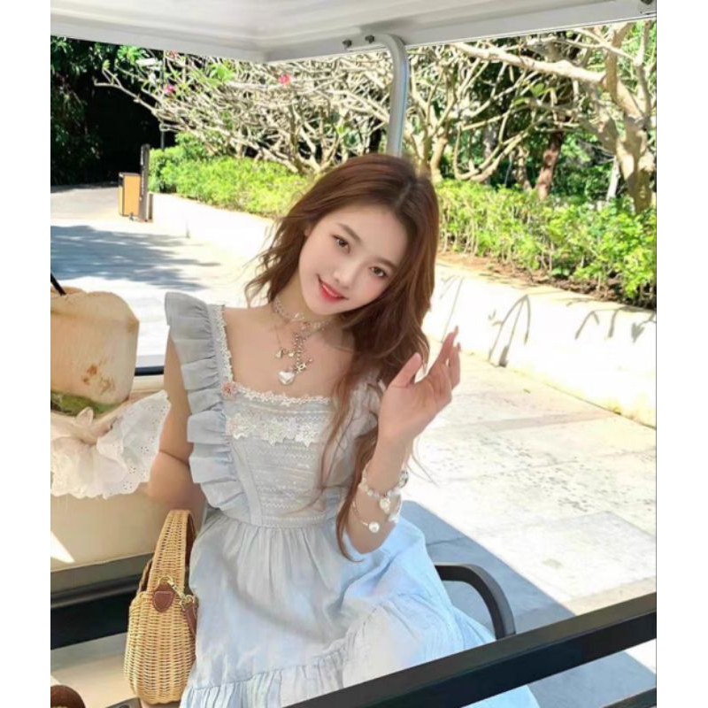 เดรสยาวคุณหนู สวยมาก นำเข้าสไตล์เกาหลี S -L