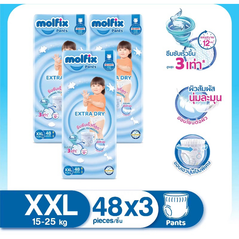 โค้ดคุ้มลด10-20% Molfix กางเกงผ้าอ้อมโมลฟิกซ์ ยกลัง m,l,xl,xxl
