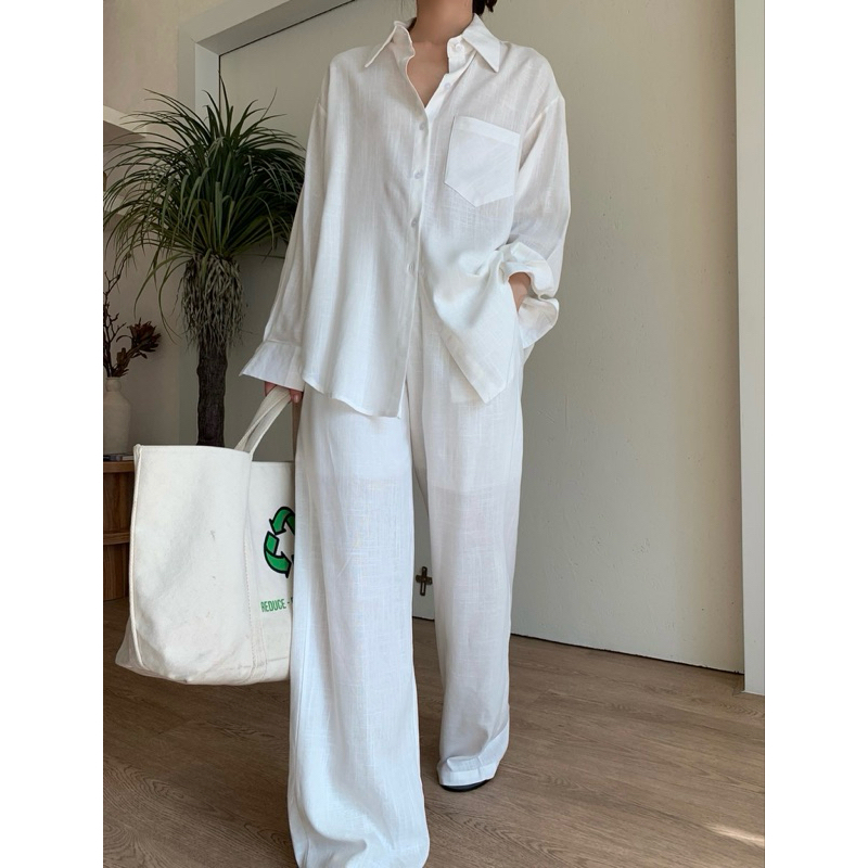 Goddessshop #0038 Zoe Linen set เสื้อ+กางเกง