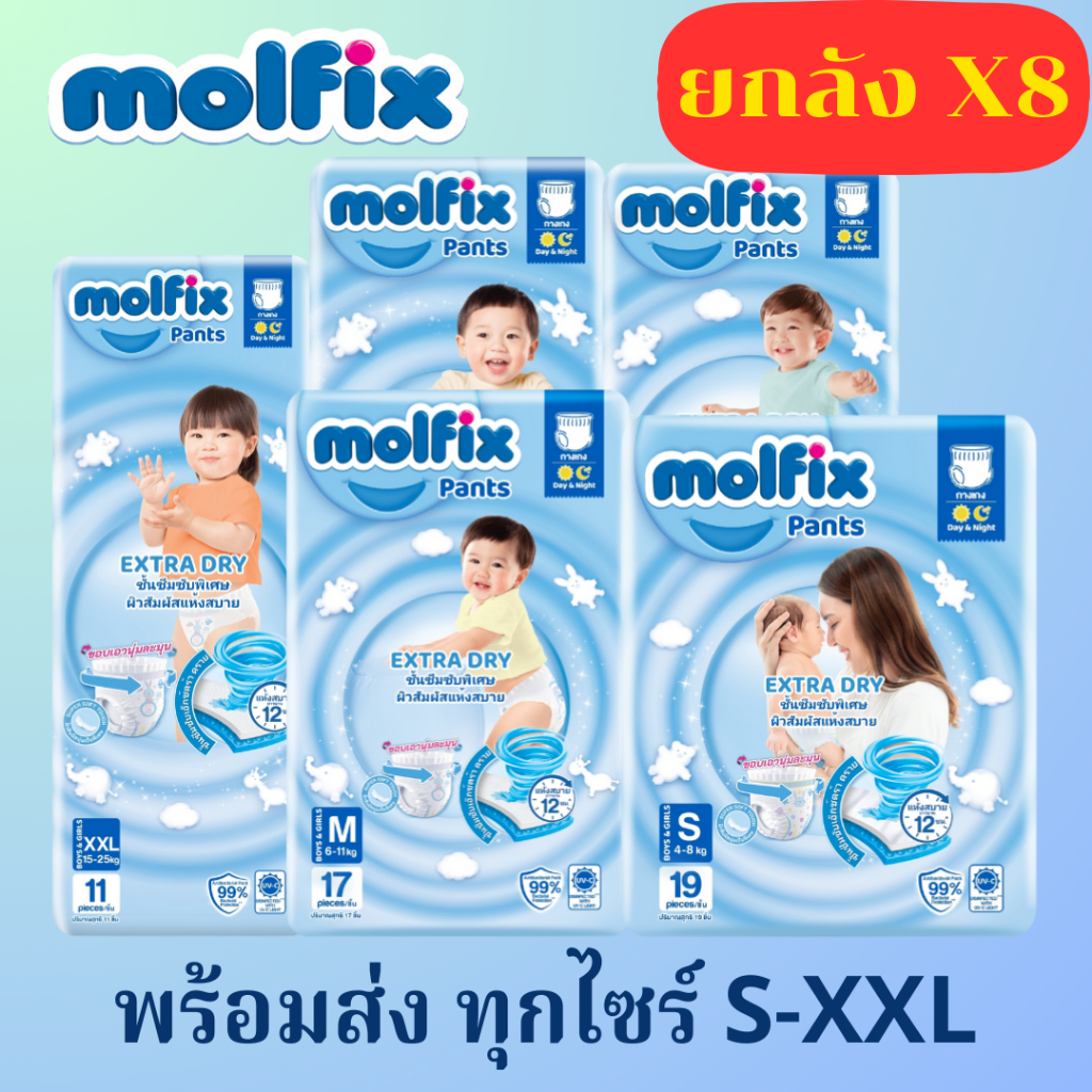 Molfix ExtraDry ยกลัง 8 ห่อ สุดคุ้ม