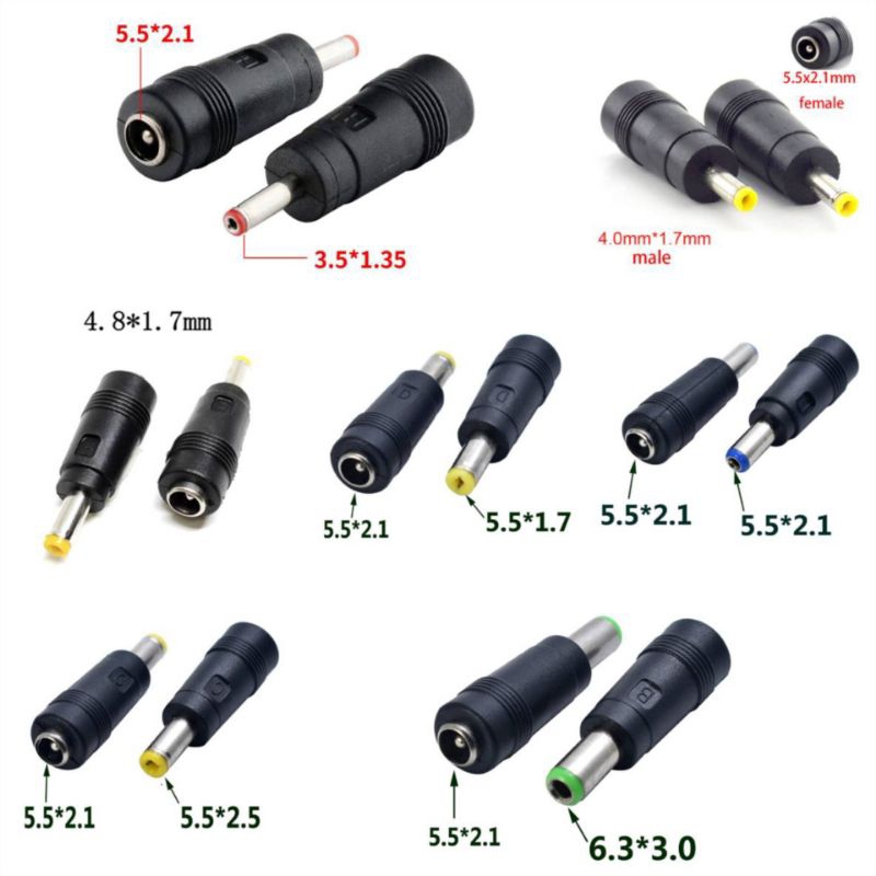 หัวแปลงปลั๊กเชื่อม adapter DC ขนาด 5.5 * 2.1แปลงเป็นขนาดต่างๆ 8 ไซส์
