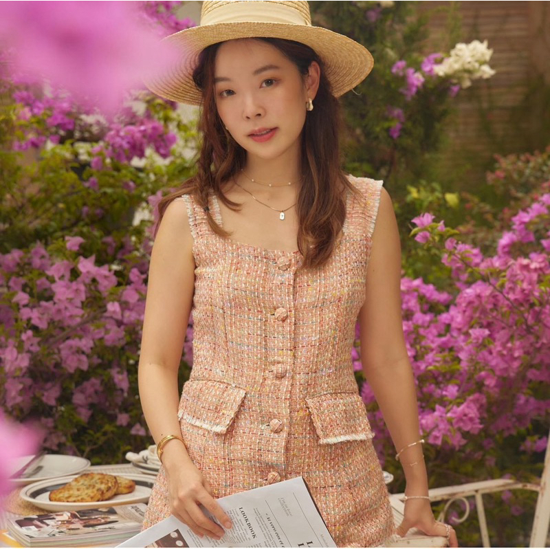 ส่งต่อชุดเซ็ทset/เสื้อ lookbooklookbook (Size.XS ,S และ M) รุ่น Cosette สีส้มผ้าทวิต tweed (มี new/used)