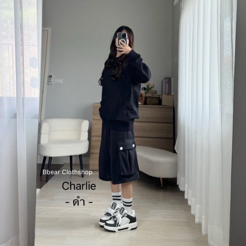 Charlie Cargo Pantกางเกงวอร์มคาร์โก้ขาสั้นคลุมเข่า รูปที่ 3