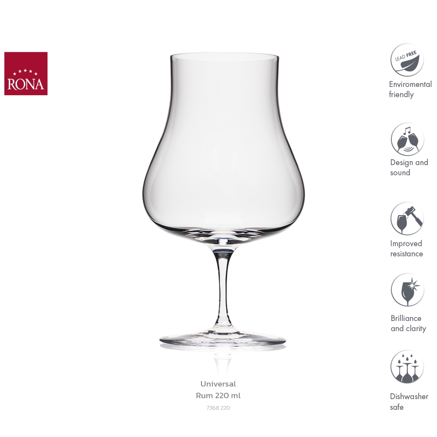 แก้วเหล้ารัม Rona Universal Rum Glass 220 ml