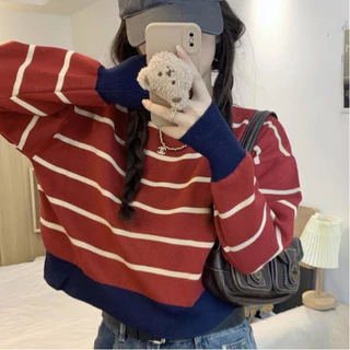 พร้อมส่งในไทย** เสื้อกันหนาวแขนยาวไหมพรม ลายพราง หนานุ่มใส่สบายสำหรับหน้าหนาว Y149