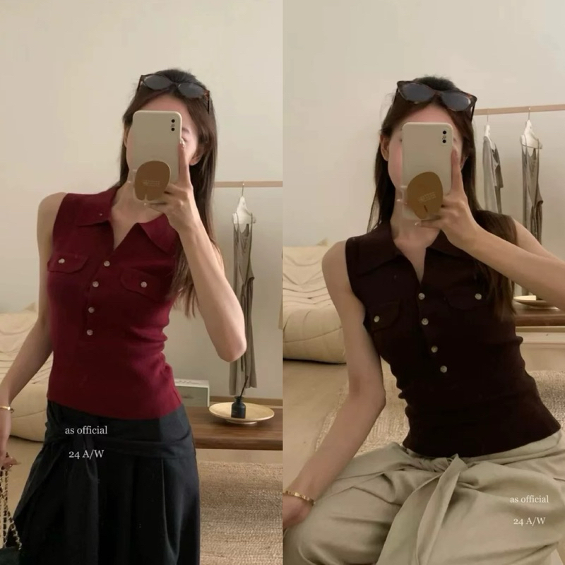 เสื้อแขนกุดคอปกผ้าทอยืดหยุ่นดี ตัวผ้านิ่มนุ่ม สบายผิว