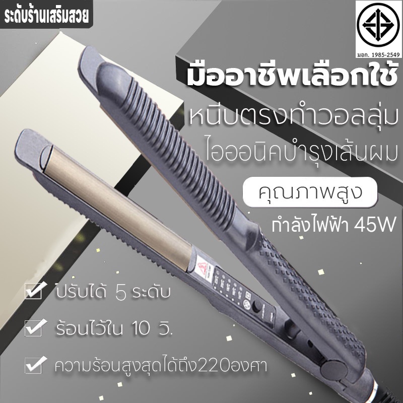 ที่หนีบผม เครื่องหนีบผมไฟฟ้า ที่หนีบม้วนผมไฟฟ้า 2IN1 เครื่องม้วนผม ปรับได้5ระดับ ร้อนเร็วใน10วินาที ปลอดภัย ไม่ทำร้ายผม