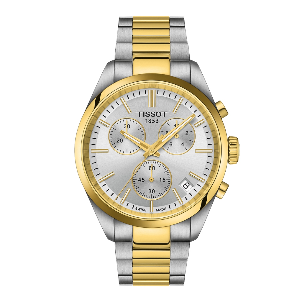 Tissot PR 100 Chronograph พีอาร์ 100  สีเงิน ทอง T1504172203100 นาฬิกาผู้ชาย