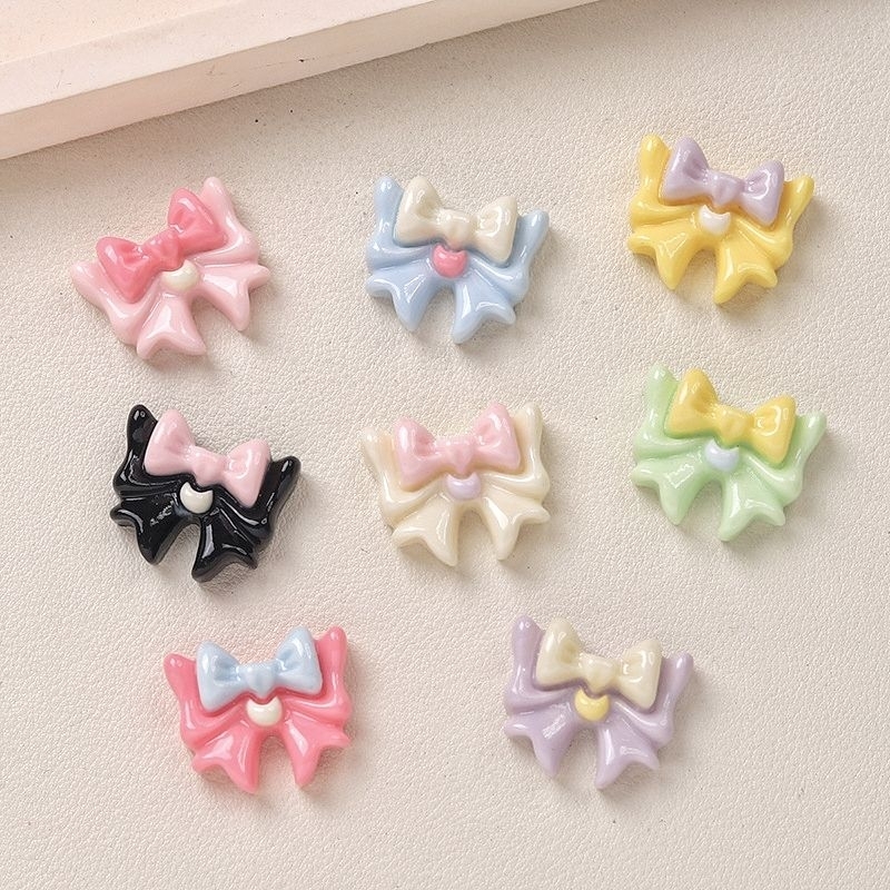 เรซิ่นdiy/จิบบิท โบว์สีพาสเทลจำนวน 8 ชิ้น(สามารถเลือกเป็นเรซิ่นหรือจิบบิทได้)