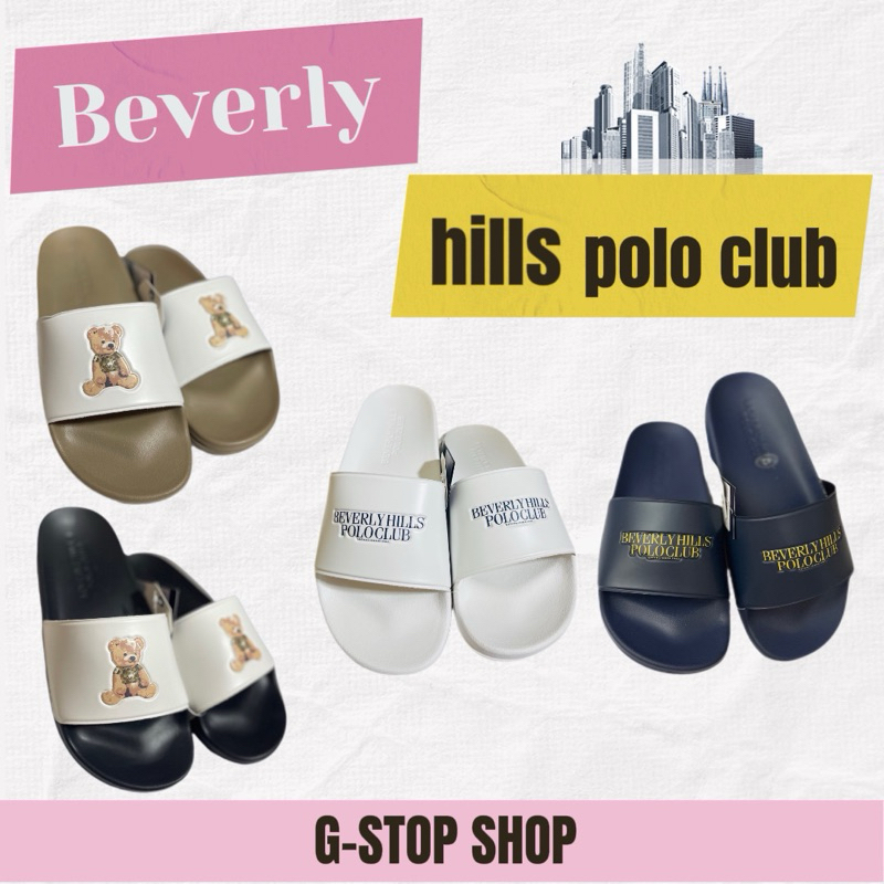 Beverly hills polo club รองเท้าแตะชายลายหมี