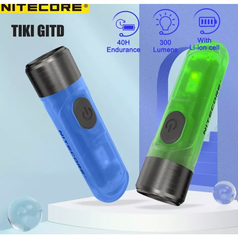 ของแท้100% NITECORE TIKI GITD 300Lumens MINIอนาคตพวงกุญแจUSBแบบชาร์จไฟได้