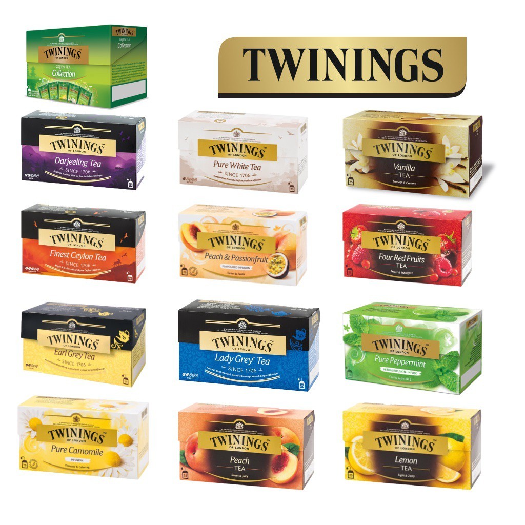EXP2026แพ็คเกจใหม่ นำเข้าเอง แท้100%(ชาอังกฤษ)Twinings ทไวนิงส์ชาชนิดซอง 25 ซอง มีทั้งชาดำ ชาเขียว ชาผลไม้