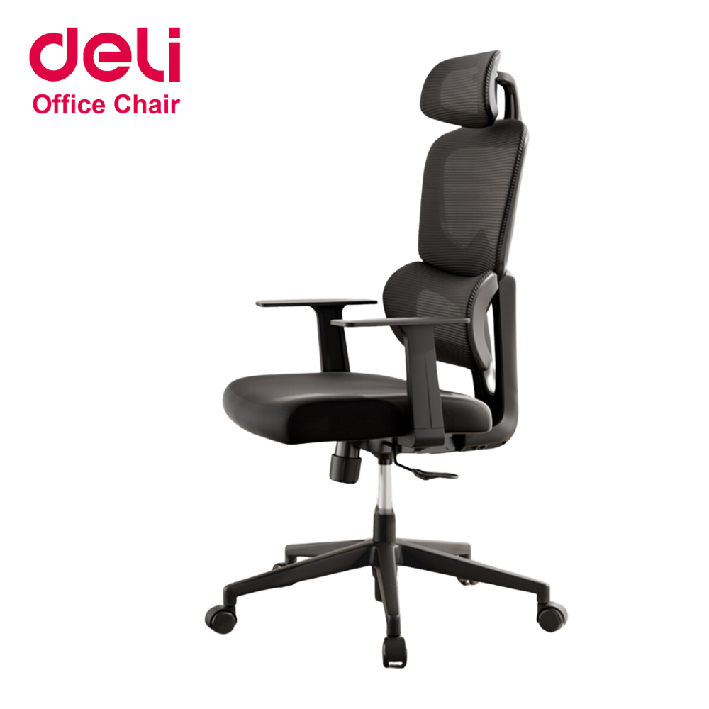 Deli เก้าอี้ทำงาน เก้าอี้สำนักงาน เอนได้ 3ระดับ มีที่พักขา ออกแบบตามสรีรศาสตร์ รับประกัน1ปี Office chair