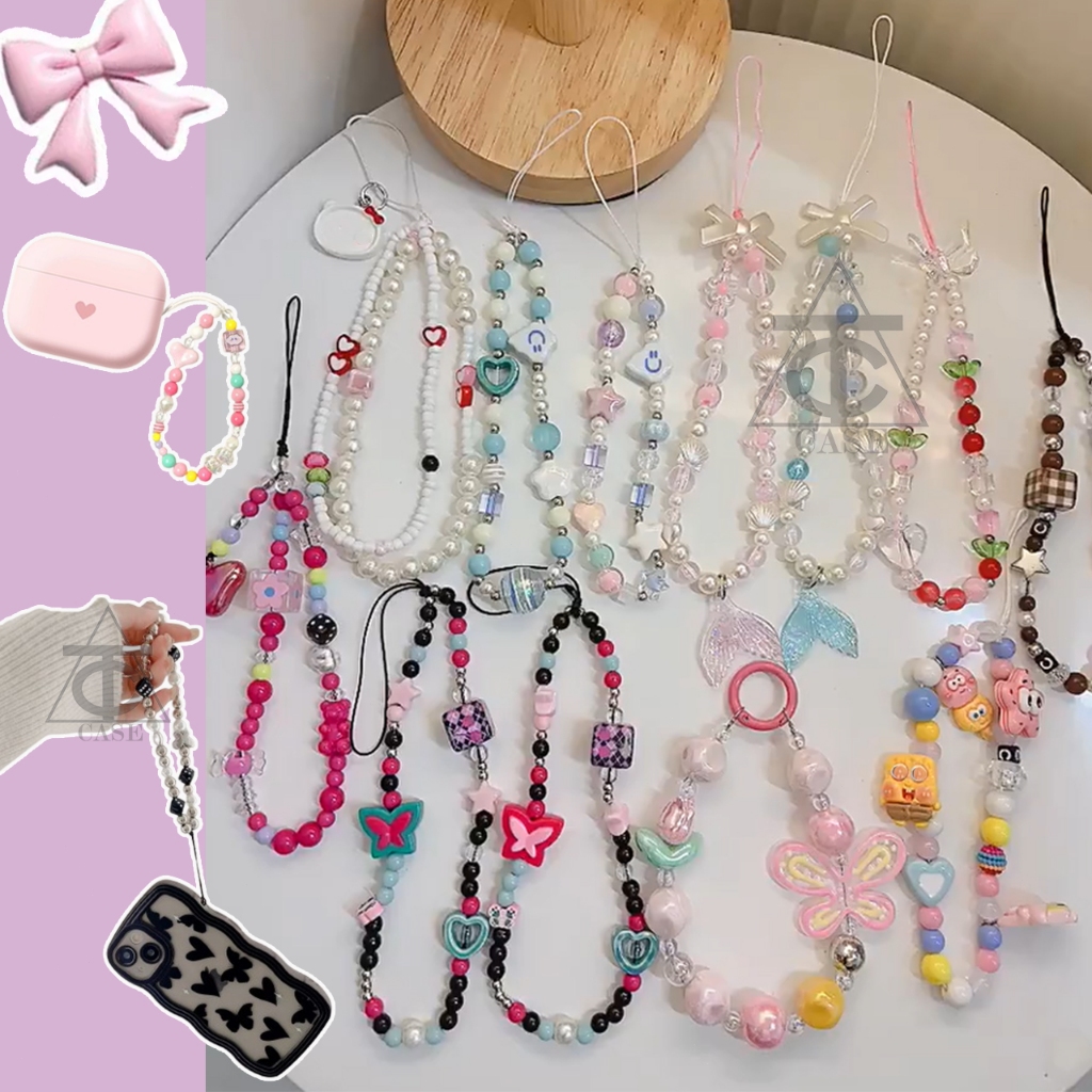 (ส่งจากไทย) สายคล้องมือห้อยเคสโทรศัพท์ สายคล้องมือน่ารักๆ 60ลาย+ ,ลูกปัดงานเพ้นมือ พวงกุญแจ ป้องกันการสูญหาย โทรศัพท์