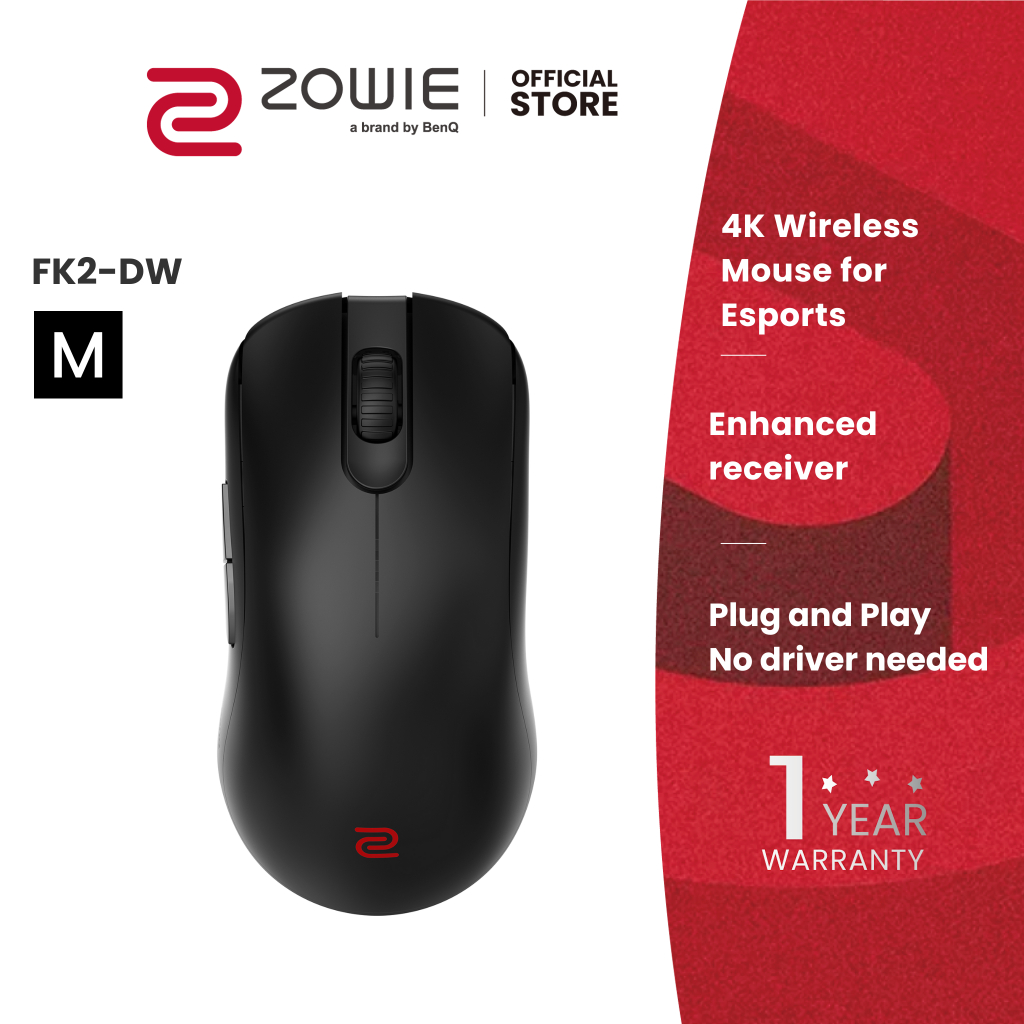 ZOWIE FK2-DW 4K Wireless Mouse for Esports ขนาด M/กลาง (เมาส์เกมมิ่ง 4K, เมาส์ไร้สาย)