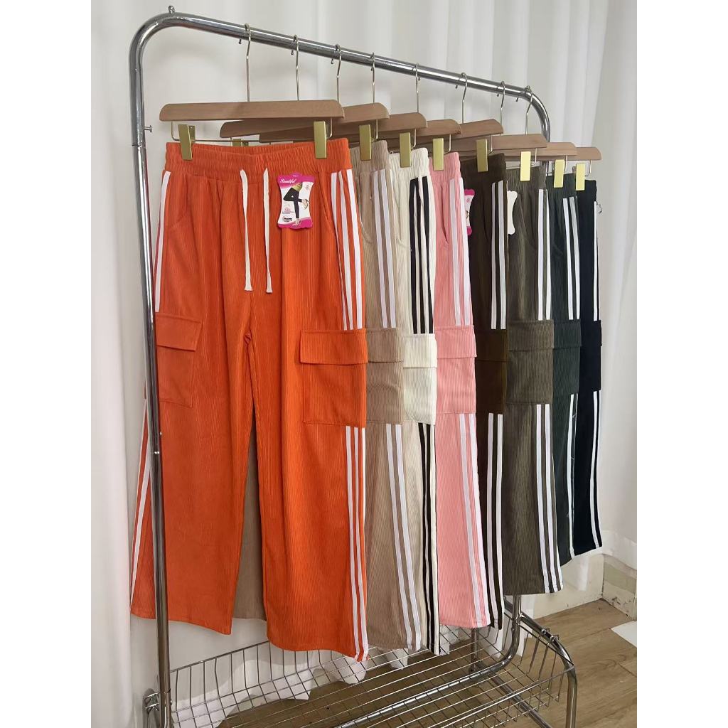 พร้อมส่ง  กางเกงทาโก้ผ้าลูกฟูกเนื้อผ้าสวยแบบใหม่สาวอ้วนใส่ได้