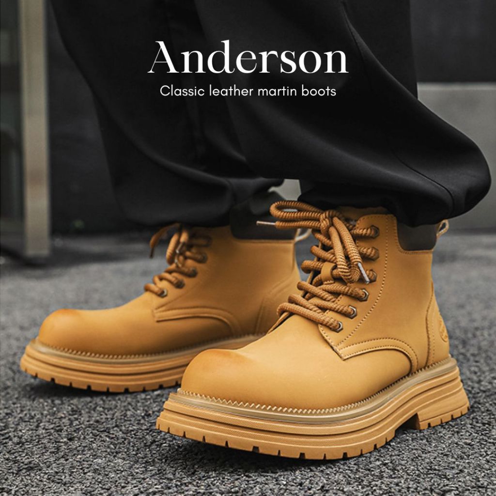 Anderson รองเท้าบูทแฟชั่น Martion boots รองเท้าหนัง แบบผูกเชือก