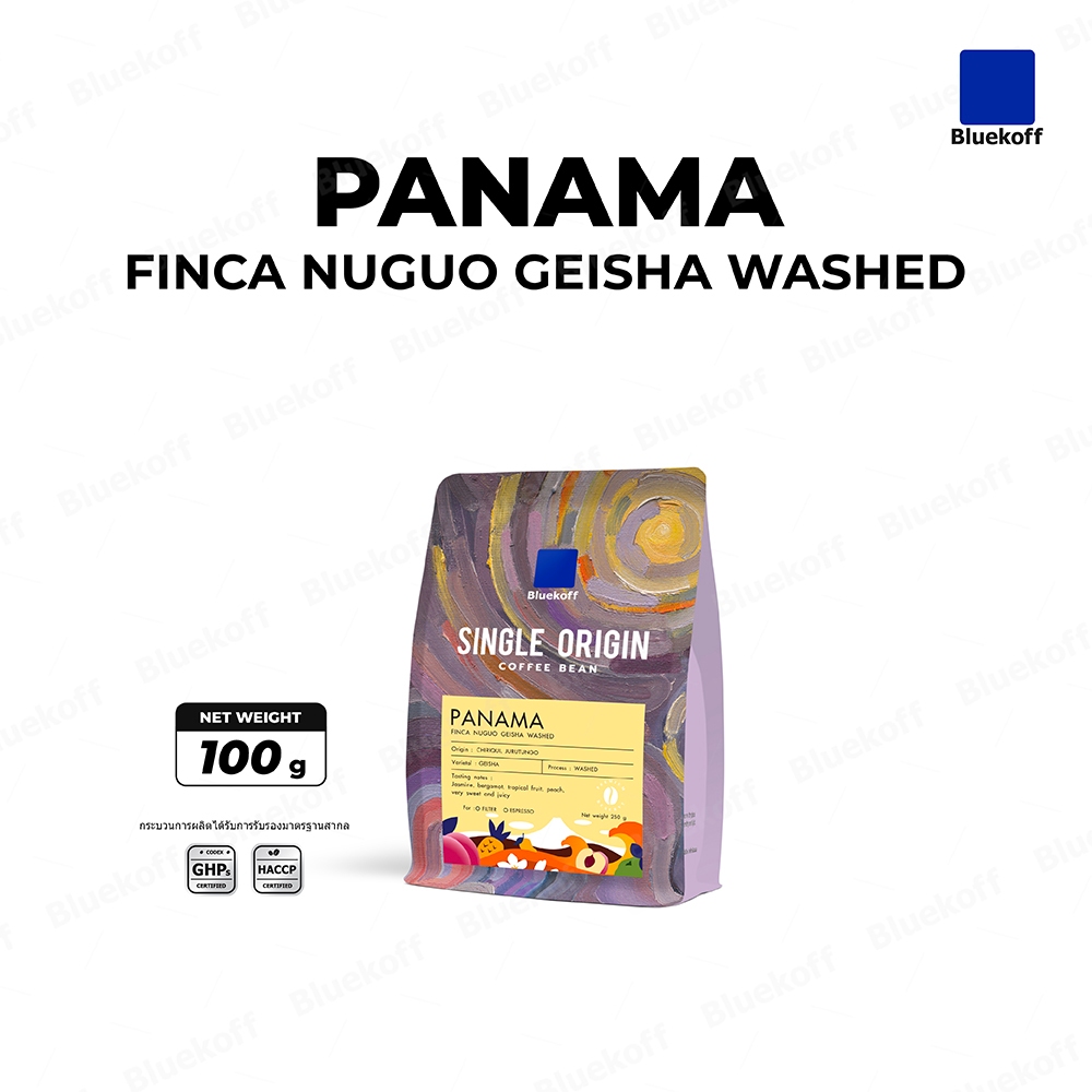 Bluekoff เมล็ดกาแฟ Panama Finca Nuguo Geisha Washed Arabica 100% (1 ถุง บรรจุ 100 กรัม)