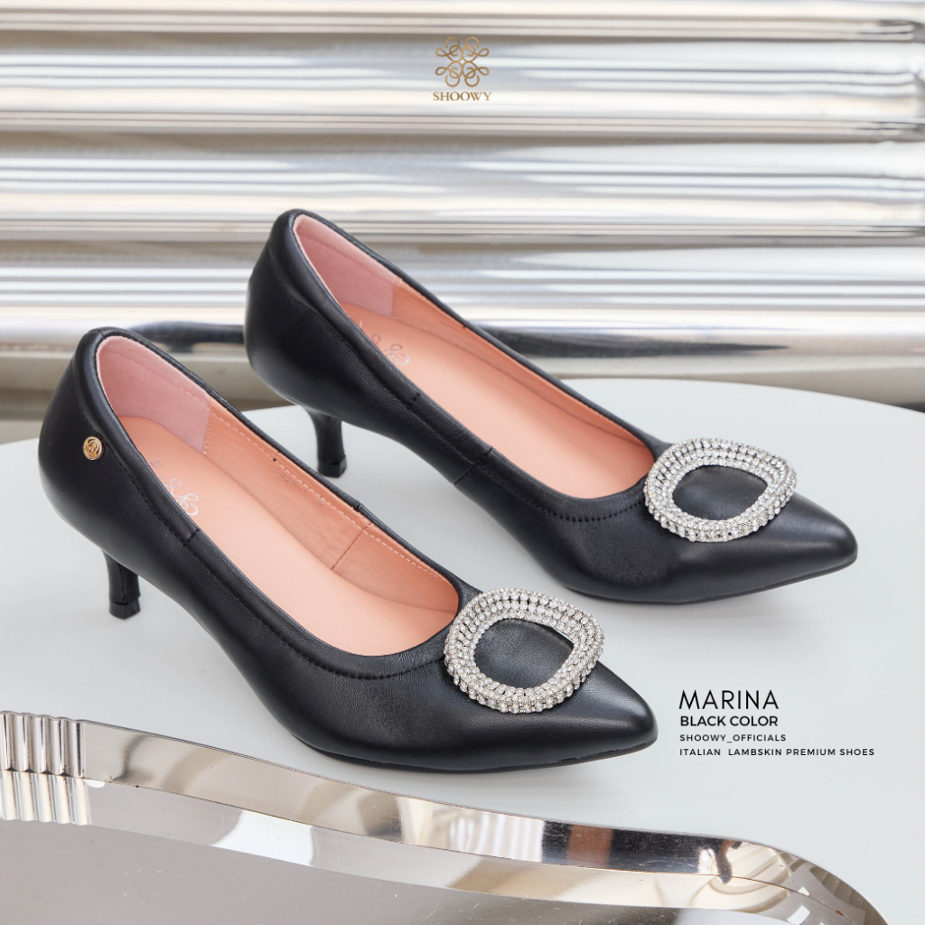 Shoowyรองเท้าหนังแกะรุ่น Marina Black color (สีดำ)