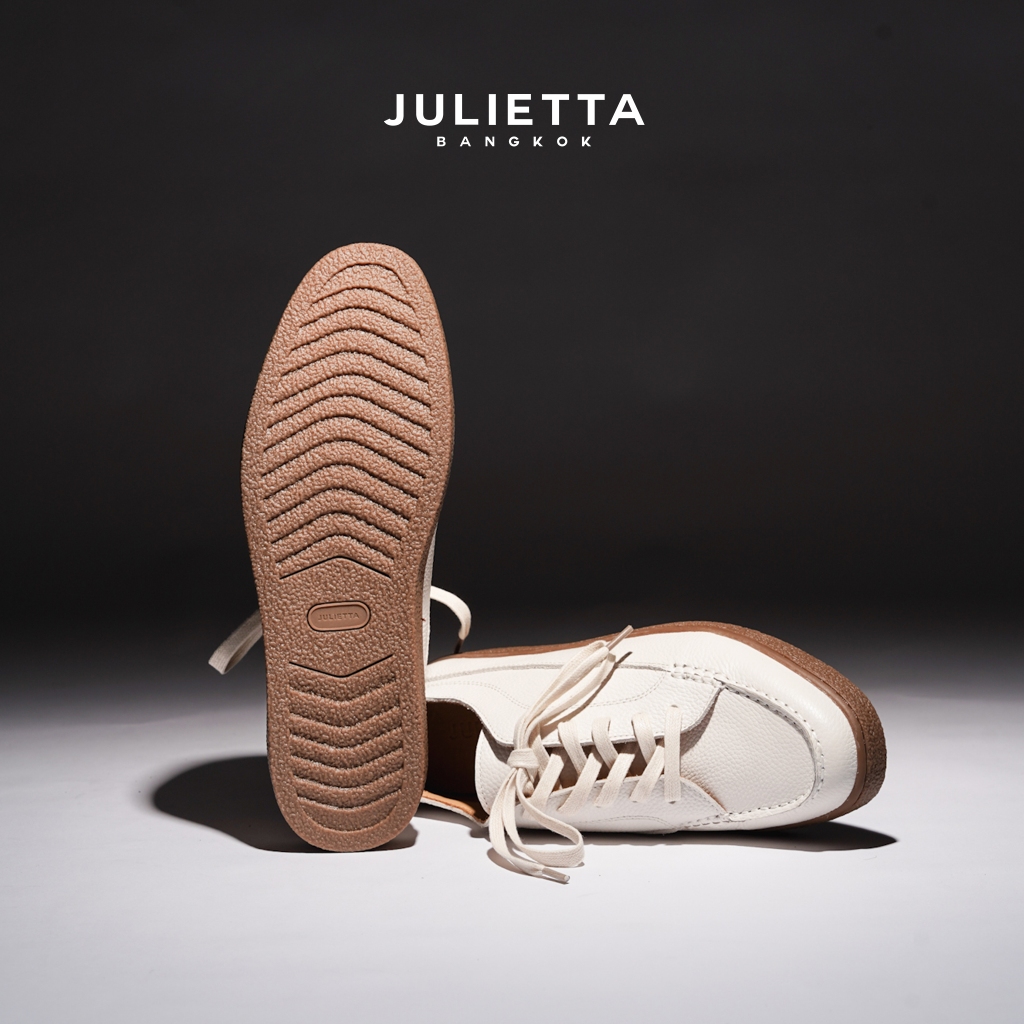 JULIETTA - ANDRE Calfskin Sneaker : Offwhite (Unlined)