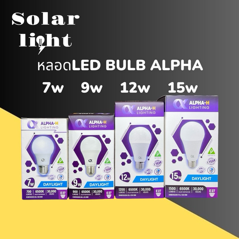 หลอดไฟLED เเสงขาว แสงวอร์ม  ขั้วE27 Alpha