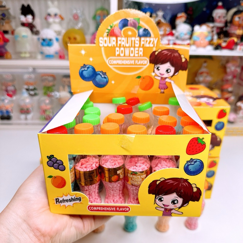ฟรุ๊ตฟิซซี่ เกล็ดน้ำตาลขวดอัดลม รสผลไม้ 1 กล่อง 30 ชิ้น