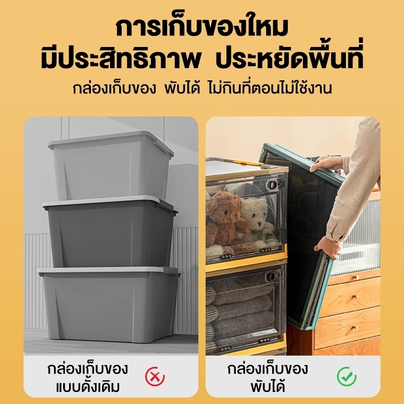 S-Airice กล่องเก็บของ 120L กล่องใส่เสื้อผ้าพับได้ พลาสติกใส เก็บของอเนกประสงค์ เปิดได้ 4ทิศทาง - รูปที่ 4