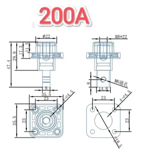 ขั้วแบตลิเธียม 100A 200A high current Terminal สำหรับต่อเข้ากล่อง Wall Energy Storage Connector Terminal BLOCK