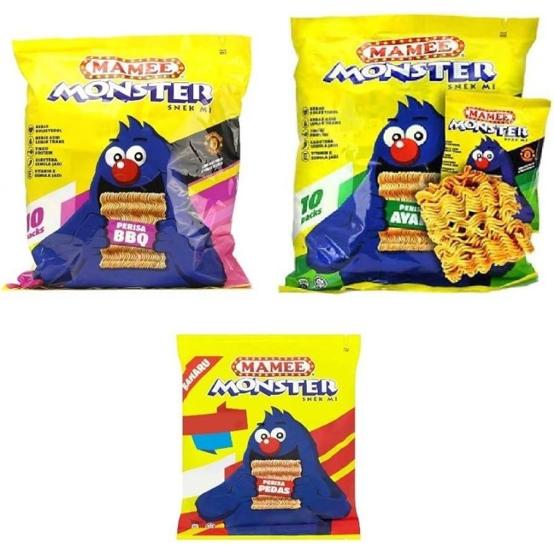 Mamee monstee snek mi 25g حلال ฮาลาล Halal มาม่า มาเลย์ บะหมี่ กรอบ อร่อย เคี้ยวเพลิน มีซองสองแน่ๆ